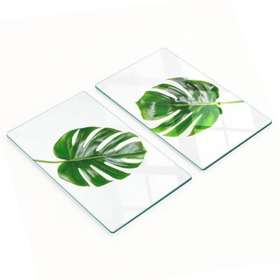 Glazen snijplanken met tropische bladerenmotief, 2x30x52 cm