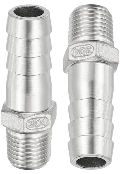 Dailygoods- Slangkoppeling 2 Stuks - 304 Roestvrij Staal - 13 mm Slangweerhaak - 1/4 Inch NPT Buitendraad - Sterke Verbinding - Corrosiebestendig - Slangconnector