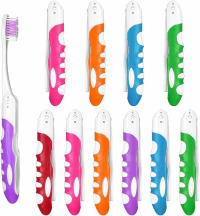 Reis Tandenborstels - Opvouwbare Tandenborstel Set - Reizen Kamperen School - Compact Inklapbaar Ontwerp - 12 Stuks Multicolor