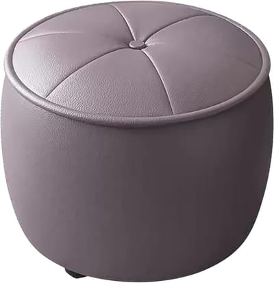 Ronde Kruk Poef - Voetenbank Gestoffeerd - Ontspannen Zitten - Stevig Schuim & PU-leer - 35x35x30 cm - Donkergrijs