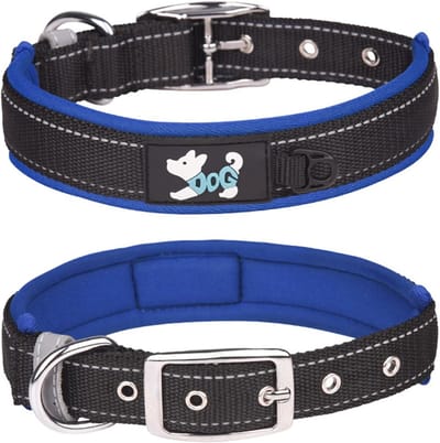 Gewatteerde Reflecterende Halsband voor Honden - Verstelbare Neopreen en Nylon Halsbanden voor Grote Rassen