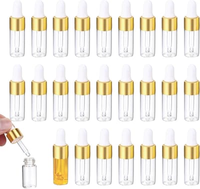 Set van 25 Mini Dopperflessen 3 ml met Pipetten - Transparante Flesjes voor Essentiële Olie, Aromatherapie en Vloeibare Parfumextracten