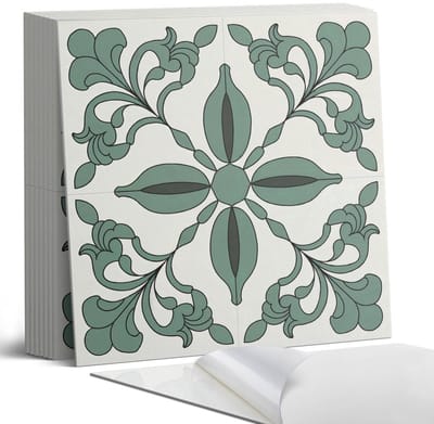 Coloray Plaktegels - Elegant plantenpatroon Portugese Tegels - 30 cm x 30 cm - Groente Plaktegels - 9 stuks - Vierkant PVC Tegels - Plaktegels Keuken - Zelfklevende Vloertegels - Vinyl Tegels Zelfklevend - Zelfklevende Tegels
