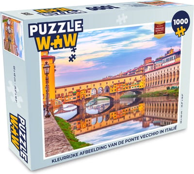 Puzzel Kleurrijke afbeelding van de Ponte Vecchio in Italië. - Legpuzzel - Puzzel 1000 stukjes volwassenen