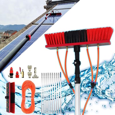 Ruitenreinigingsset - Raamwisser Water Telescoopsteel - Ramen Zemen - Wateraangedreven Systeem - 13 meter - Blauw