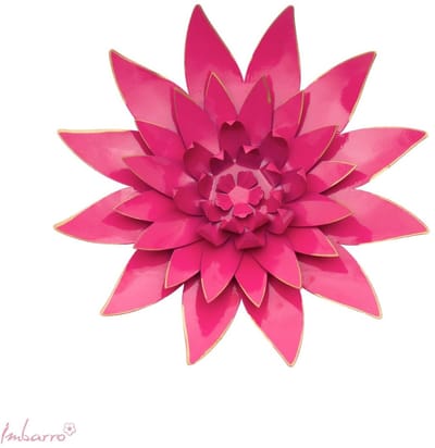 Imbarro - Bloem - Metaal - Wanddecoratie - Handgemaakt - 3D Bloem - Fuchsia - 28 cm - Met Ophanghaakje
