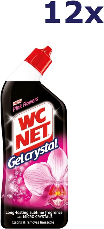 WC Net Gelcrystal Pink Flowers Toiletreiniger (Voordeelverpakking) - 12 x 750 ml