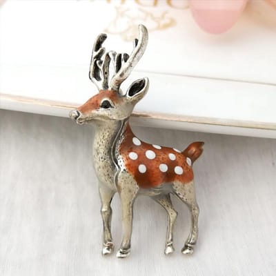 Mode Sika Hert Glazuur Vest Broche Pin Cartoon Dieren Broches Gesp Vrouwen gray