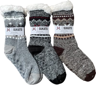 Sukats® Huissokken - Homesocks - 3 Paar - Maat 41-46 - Antislip Sokken - Fluffy Sokken - Huissokken Heren - Slofsokken - Variant 4 - Meerdere Maten en Varianten - Verwarmde Sokken