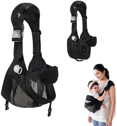 Baby Zijdrager - Babydrager - Kinderdrager - Verstelbare Kinderdrager, Peuter Heupdrager met Lendensteun, Ergonomische Babydrager, Draagbare Babydrager (0-3 Jaar), Heupdrager tot 23 kg (Zwart)