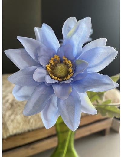 Wilde Chrysant - 4 koppig - blauw - zijden bloemen - 3 stelen - onderhoudsvrij - 60 cm - kunstbloemen