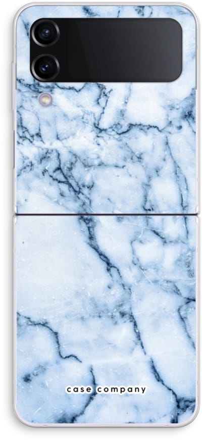 Case Company® - Hoesje geschikt voor Samsung Galaxy Z Flip4 hoesje - Blauw marmer - Soft Cover Telefoonhoesje - Bescherming aan alle Kanten en Schermrand