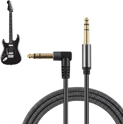 3 m kabel voor elektrische gitaar, 6,35 mm, asymmetrische TRS-instrumentenkabel voor elektrische gitaar, bas, batterij, pedalen, versterker, mixer, tuner, luidspreker