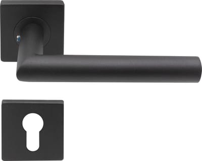 Slotman Solutions Deurklink Cilinder – RVS – Mat Zwart – Vierkante Rozet – PZ – Deurbeslag Set