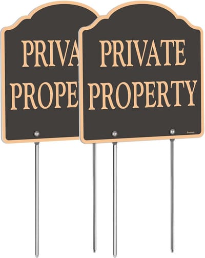 30x30 cm Privé Eigendom Borden met Metalen Palen, Weerbestendig Aluminium Set van 2