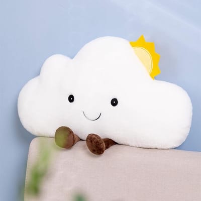 Dailygoods- Kussen Wolkenvorm - Zacht Fluwelen Kussen - Ademend Kussen - Decoratiekussen - Comfortabel Rugkussen - Voor Slaapkamer/Kantoor