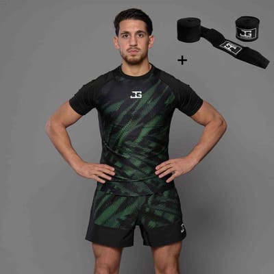 Joyagear Elite MMA Shirt Groen M – Ademend Sportshirt – Sneldrogend – Mesh Ventilatie – Inclusief Bandage