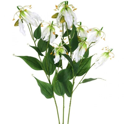Kunstlelie, bloemdecoratie, kunstplant, zijden bloem wit L82cm 3st