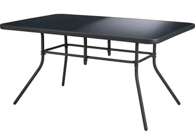 Metalen Tuintafel – Poedergecoat Stalen Frame – Gehard Glas Tafelblad – Weer- en UV-bestendig – 140 x 70 x 90 cm