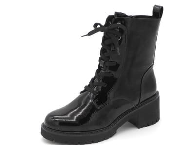 Marco Tozzi Dames Veterboot - 26237-018 Zwart Lak - Maat 37