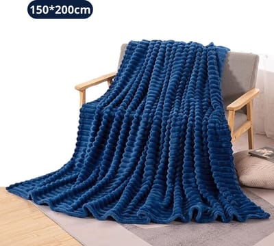 Bovista Knuffeldeken - Pluche - Deken - Wollen - Dekentje - Fleece - Plaid - Bank Deken - 2 Persoons Groot - Blauw