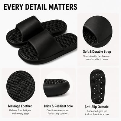 Badkamer Slippers - Stil EVA Ademend Antislip Waterdoorlatend - voor Binnen, Mannen & Vrouwen - Zwart - Maat 38/39 - 1 paar