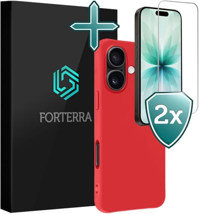 Hoesje Met 2x Screenprotector - Geschikt voor Apple iPhone 17 - Sterk & Shockproof - Telefoon Hoes - Back Cover - Siliconen Case - Rood