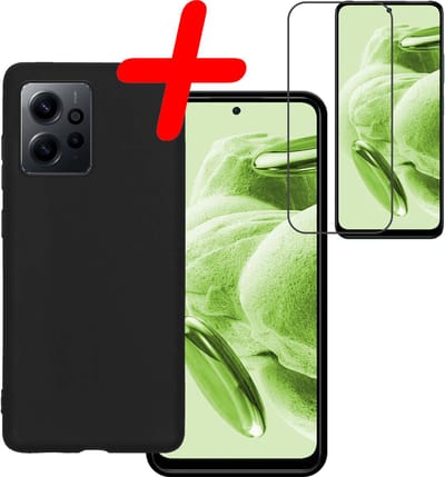 Hoesje Met Screenprotector - Geschikt voor Xiaomi Redmi Note 12 4G - Sterk & Shockproof - Back Cover - Siliconen Case - Telefoon Hoes - Zwart