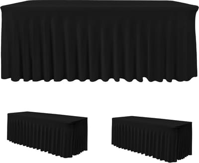 Tafelrokken - Stretch Hoezen - Evenementen Aankleden - Kreukvrij Ontwerp - 6ft Rechthoekig - Zwart