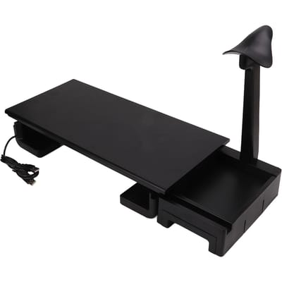 Support de moniteur ergonomique, support de bureau réglable avec chargement USB et rangement
