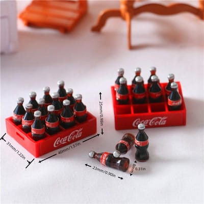 1:12 Poppenhuis Mini Coke Mandje Miniature Voedsel Model Poppenhuis Decoratie Poppen Keuken Speelscène Accessoires 13pcs black