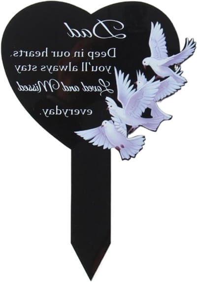 Graveer Plaat - Herdenkingsbord Metaal - Tuin Decoratie - Hartvorm Ontwerp - 23 cm Hoog - Zwart