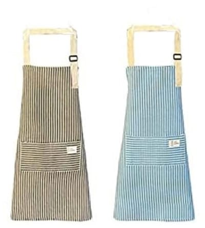 Dailygoods- Unisex Keukenschort Set van 2 - Katoenen Schort met Zak - Verstelbaar - Lichtgewicht - Geschikt voor Koken/Bakken - Comfortabel en Schoonmaakvriendelijk