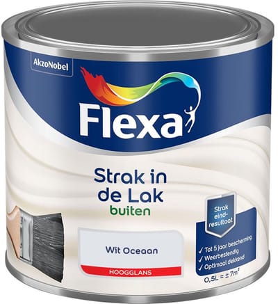 Flexa - Strak In De Lak Buitenlak Hoogglans - Wit Oceaan - Mengverf - 500 Ml