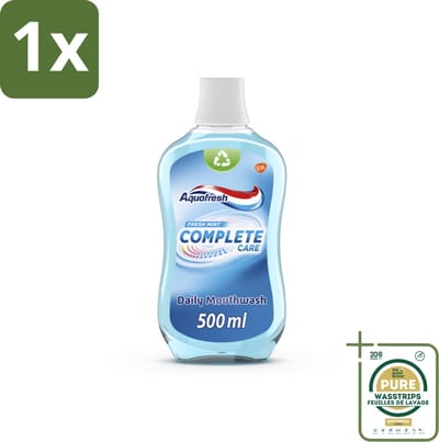 1 x Aquafresh Complete Care Mondwater - Fresh Mint - 500 ml- Mondwater - Mondverzorging - Gaatjes - Tandplak - Frisse Adem