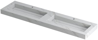 Ink Pitch dubbele meubelwastafel 180x45cm keramische slab - 2 kraangaten - Calacatta