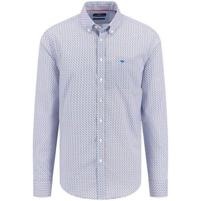 Fynch-Hatton Overhemd Colorful Fantasy Square Stripe Button-Down Poppy Red / male