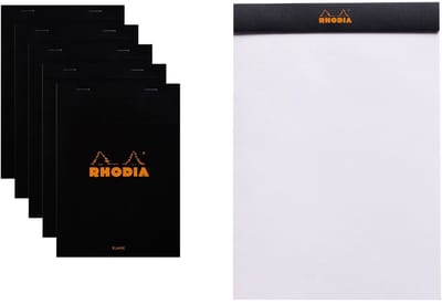 Rhodia Notitieblok - Schrijfblok - N16 - Blanco - A5 - 80g - Zwart - 80 vel - 10 stuks