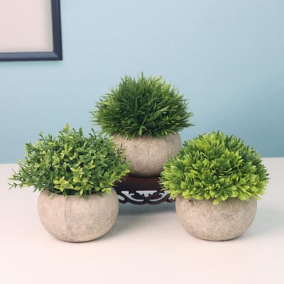 3-pack Mini Kunstplanten Nep Groen Gras Pot Kunstmatige Simulatie Planten Sets voor Huis Keuken Tuin Kantoor 3 pack black