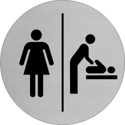 CombiCraft Aluminium deurbordje 'Vrouwen en Baby verzorgingsruimte' Ø75 mm met 3M-tape