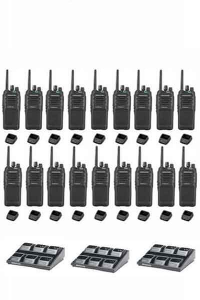 Set van 18 Kenwood TK-3701D IP55 Portofoon met 3 multiladers