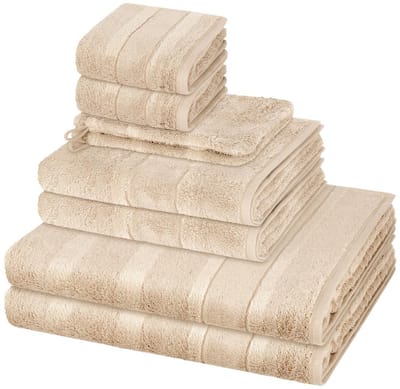 Cawö Sonstiges 2 X washandjes 2 X gasten- 2 X douche- 2 X handdoek - in set 8 pack Noblesse