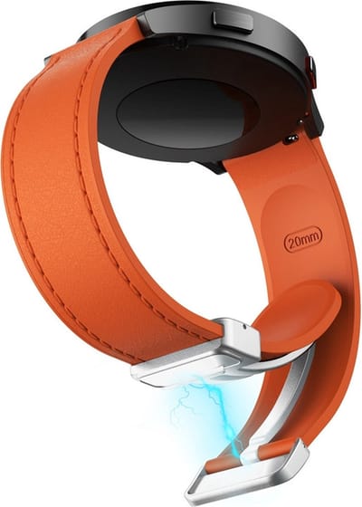 Hybride siliconen-leren bandje - geschikt voor Garmin Venu (2 Plus) / Venu SQ (2) / Vivomove (Style - Sport) / Vivoactive 3 / 5 / 6 / Forerunner 55 / 165 / 245 / 645 / 570 - 42mm - oranje