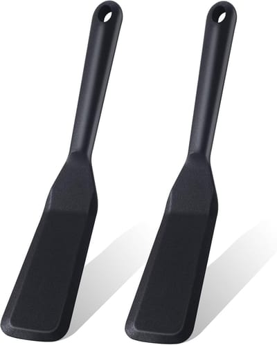 2 Stuks Dunne Siliconen Turner - Hittendig - Voor Omelet - Crepes - Pannenkoeken - Pizza - Steak - Zwart