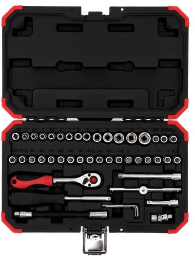 Dopsleutelset 46-delig - Gereedschapset Ratel - Onderhoud en reparatie - Fijn getande ratel - 1/4 inch - Rood