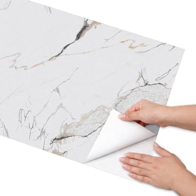 Coloray Meubel Wrap Folie - Wit Meubelfolie - 50x100 cm - Decoratiefolie Zelfklevend Marmertextuur - Meubelfolie Zelfklevend - Minimalist Meubelfolie - Wrapfolie Keuken - Wanddecoratie - Texturen