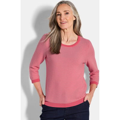 Tricot pullover van katoen - koraalrood / gedess. - Gr. 19 van Goldner Fashion