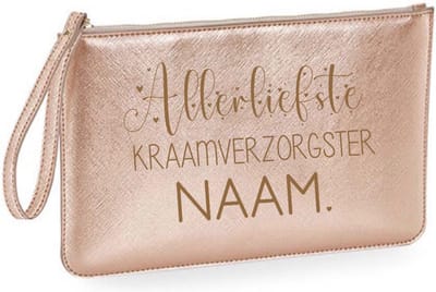 Toilettas leerlook cadeau kraamverzorgster kraamhulp-allerliefste kraamverzorgster met naam-rose gold