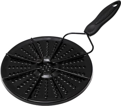 Gaspitverkleiner - Vlamverdeler - Sudderplaatje - Handgreep - Warmteverspreiderplaat - Fornuis - Warmteverspreider voor gasfornuis - Met Handvat - Diameter 19 cm - Zwart