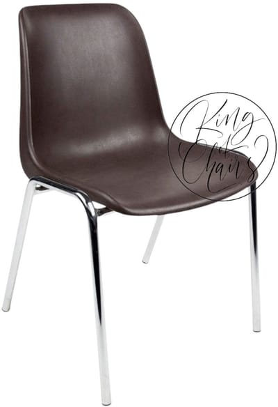 Kantinestoel Helene Bruin - verchroomd onderstel kantinestoel stapelstoel kuipstoel vergaderstoel tuinstoel kantine stoel stapel stoel tuin stoel kantinestoelen stapelstoelen kuipstoelen arenastoel schoolstoel bezoekersstoel Everardo